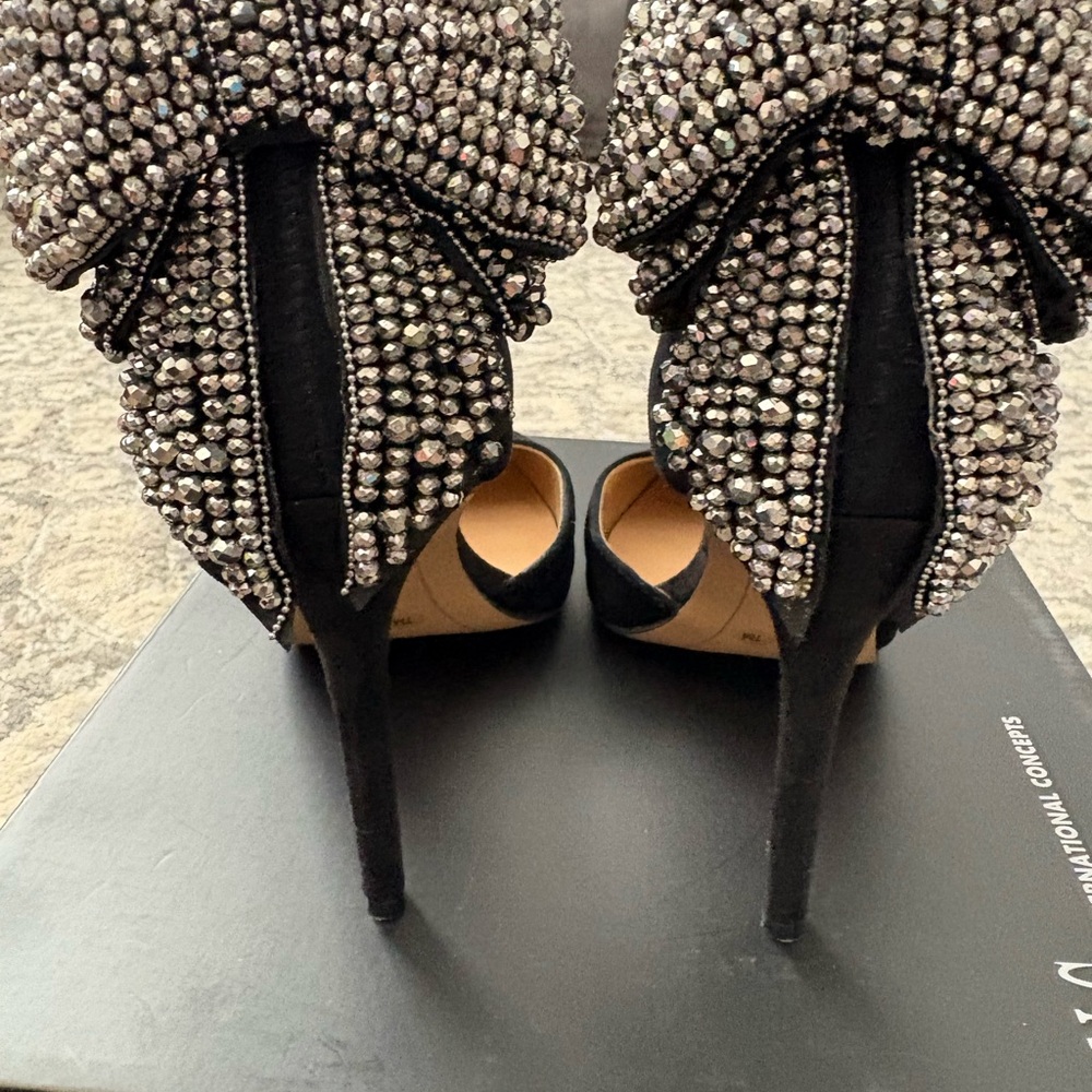 INC International Concepts Black Heels with Silver Embellishments - Picture 5 of 6